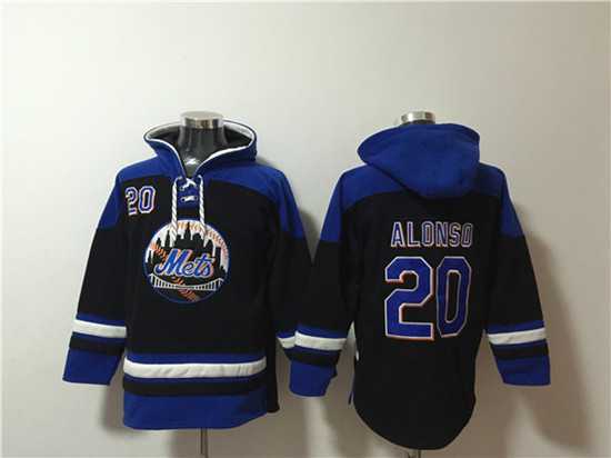 New York Mets #20 Pete Alonso Black Blue Ageless Must-Have Lace-Up Pullover Hoodie,We sell and wholesale New York Mets #20 Pete Alonso Black Blue Ageless Must-Have Lace-Up Pullover Hoodie on line form chian!